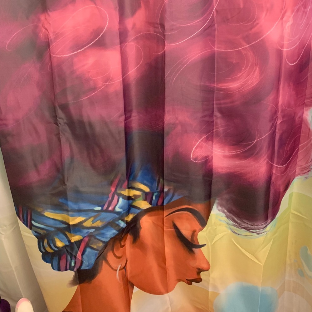 Purple Afro Shower curtain and rug